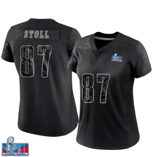 Philadelphia Eagles Women's Jack Stoll Limited Reflective Super Bowl LVII Patch Jersey - Black